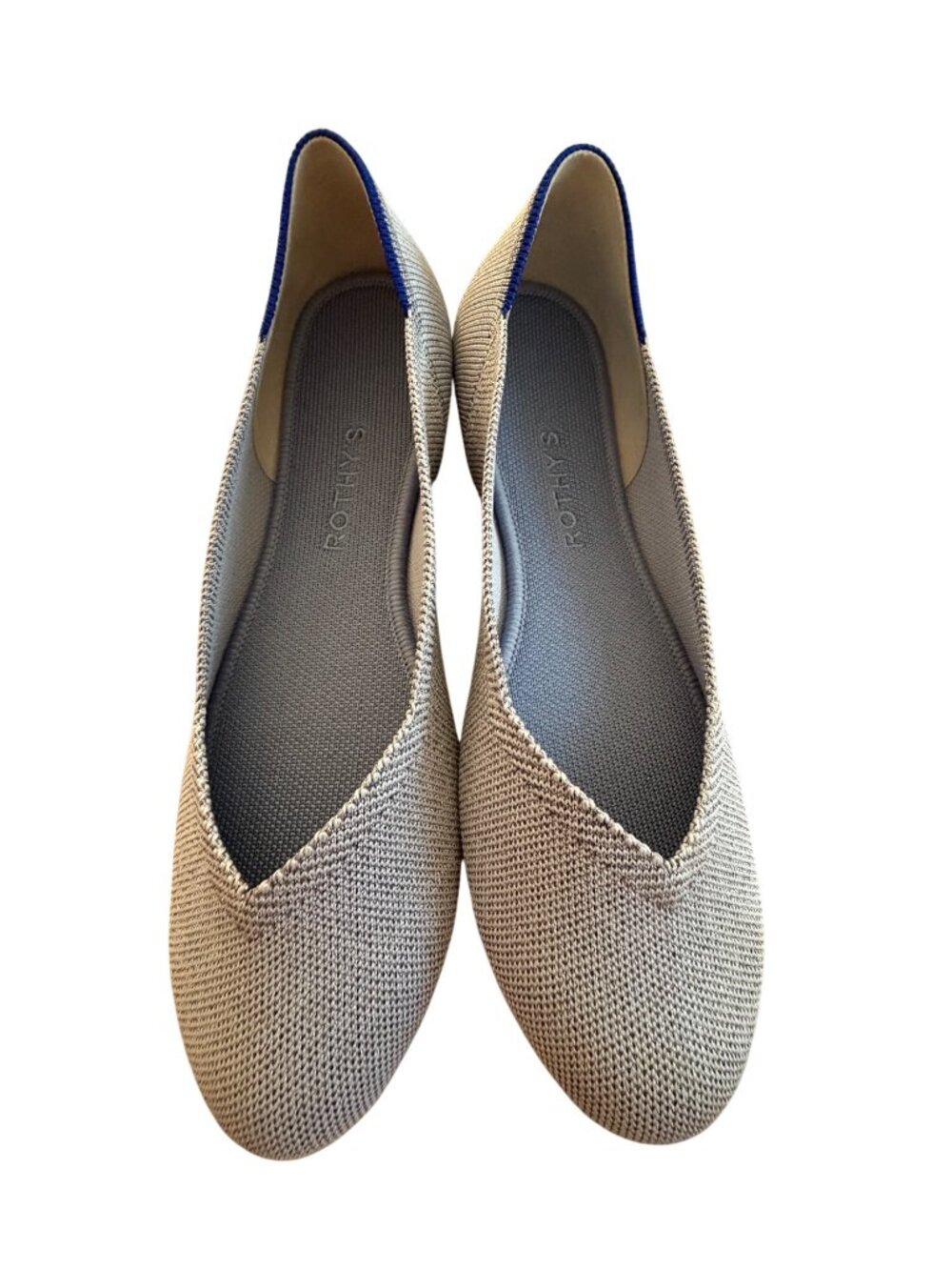 Rothys Womens Rounded-toe Ballet Flats Size 9 Wide Light Blue Metallic Sparkle - Picture 9 of 11